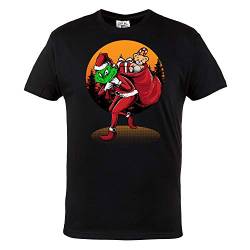 Rule Out Herren Weihnachts T-Shirt. Weihnachtsmann auf Motorrad. Lustige Casual Wear (Größe XLarge) von Rule Out