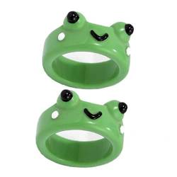 2 Pcs Cute Frog Resin Rings 3d Animal Ring Funny Personalized Jewelry Gift for Birthday Christmas Valentines Day Gift for Women Girls von Ruluti