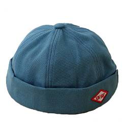 Kinderhüte Docker-Kappe Hüte Mütze Sailor Cap Arbeitierer Hut Rolled Manschette Retro Retro Retro Spimelfer Hut Einstellbarem Blau von Ruluti