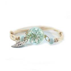 Ruluti Natural Flower Jewellery Glass Ball Dried Hand Made Real Flower Bracelet for Women Girls Gift von Ruluti