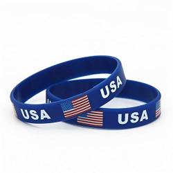 Ruluti Usa-Flagge Silikon Armband 2 Stücke Blaue Souvenir Armband Teenager Bangles Für Amerikaner Unabhängigkeitstag Americanism Patriotische Männer Frauen Geschenke von Ruluti