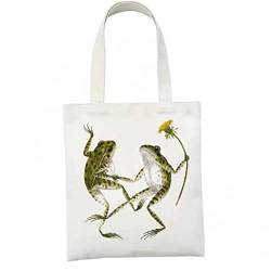 Ruluti Women Shoulder Bag Frog Print Canvas Handbags Large Capacity Casual Shopper Hobo Tote Bags von Ruluti