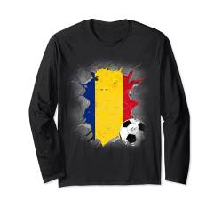 Rumänien Geschenk für Romania Fußball Soccer Langarmshirt von Rumänien Shirt Tor 2024 Fußball Soccer Football