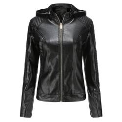 Rumity Casual Damen Lederjacke Echt Leder Damenjacke Cool Stylisch Vintage Sportlich Und Slim Fit Jacke Für Frauen Lederjacke Damen Schwarz Damen Mantel Lang von Rumity