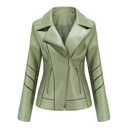 Rumity Damen Kunstlederjacke, Motorrad Übergröße Moto Biker Lederjacke Reißverschluss Mantel Kurz Leicht Vegan Mode Damen Winterjacke Parker Damen Jacke von Rumity