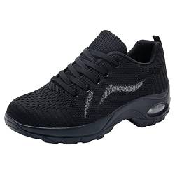 Rumity Damen Sneakers Sport Running Walking Schuhe Laufschuhe Turnschuhe Freizeitschuhe Outdoor Licht Komfortabel Schuhe Atmungsaktiv Weich Turnschuhe Damen Barfuss Schuhe Damen Schwarz von Rumity