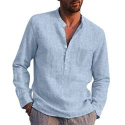 Rumity Hemd Herren Henley Shirt Baumwolle Frühling Sommer Langarm T-Shirts Freizeithemd Regular Fit Casual Hemd Geschenk-Gutschein 30,- Euro von Rumity