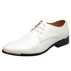 Rumity Herren Anzugschuhe, Lederschuhe Schnürhalbschuhe Oxford Schuhe Smoking Lackleder Hochzeit Leder Brogue Schwarz Braun Lederschuhe Herren Schicke Herrenschuhe von Rumity