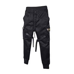 Rumity Herren Hip Hop Jogger Cargo Pants Techwear Hosen Baggy Streetwear Punk Hose Herren Hose Chino Cargo Hose Jogging-Hose Darius Grössentabelle Herren Hosen von Rumity