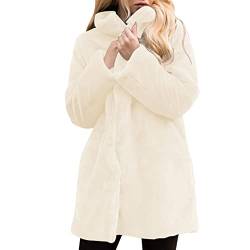 Rumity Kunstpelz Mantel Lang Damen Kunstfell Mantel Faux Pelz Mäntel Pelzmantel Felljacke Plüschmantel Jacken Damen Outdoor Jacken FüR Damen Trenchcoat Damen Fellmantel-Winter Herbst von Rumity