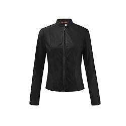 Rumity Lederjacke Damen - Bikerjacke - Damen Lederjacke – Übergangsjacke - Schwarz Braun Echtleder Tailliert mit Reverskragen Warme Winterjacke Damen Modisch von Rumity