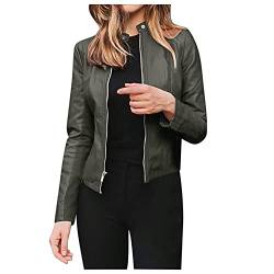 Rumity Schwarze Damen Lederimitat Jacke mit Nieten im Biker-Stil Bikerjacke Kunstlederjacke Herbst Jacken FüR Damen Daunenjacke Damen Mantel Motorradjacke Damen von Rumity