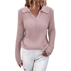 Rumity Strickpullover für Damen Langarm Frühling Sommer Pullover Strickpullover Langarmshirt Longsleeve Baggy Pulli Locker übergroß Hebst Winter Winterpullover Damen Warm Neujahr/Geburtstag Geschenk von Rumity