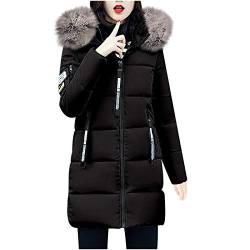 Rumity Wintermantel Damen Warm Gefüttert Winter Parka Jacke Mittellang Winterjacke mit Fellkapuze Dicke Coat Parka Damen Winter Damen Jacke Winter Mantel Damen Herbst Elegant Warm Dick von Rumity