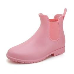 Gummistiefel Damen Kurz, Wasserdicht Rutschfesten Stiefeletten, Bequem Protective Atmungsaktiv Regenstiefel Damen, Rosa, 36 EU von Rumkok