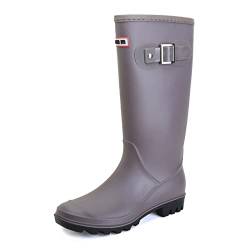 Rumkok Gummischuhe Damen, Original Wasserdicht Anti-Rutsch Atmungsaktiv Regenstiefel Damen, Grau, 36 EU von Rumkok