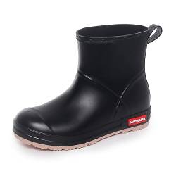 Rumkok Gummistiefel Regenstiefel Stiefeletten Damen, Protective Bequem Anti-Rutsch Reitstiefel, Mode Stiefeletten Damen Kurz Regenschuhe, Schwarz, 43EU von Rumkok