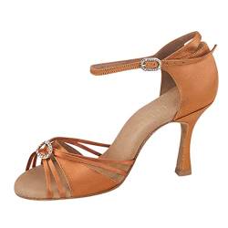 Rummos Damen Latein Tanzschuhe Elite Bella 048 - Material: Satin - Farbe: Dark Tan - Weite: Medium (Normal) - Absatz: 70R Flare - Größe: EUR 38 von Rummos