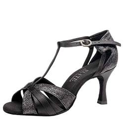 Rummos Damen Latein Tanzschuhe Elite Martina 041/131 - Material: Satin/Glitzer - Farbe: Schwarz - Weite: Medium (Normal) - Absatz: 60R Flare - Größe: EUR 40 von Rummos