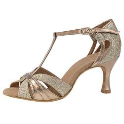 Rummos Damen Latein Tanzschuhe Elite Martina 147-137 - Material: Leder/Glitzer - Farbe: Platin - Weite: Medium (Normal) - Absatz: 60R Flare - Größe: EUR 38 von Rummos