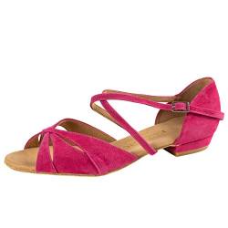 Rummos Damen Tanzschuhe Lola - Nubuck Fuchsia - Medium (Normal) - 2 cm Block - EUR 37 von Rummos