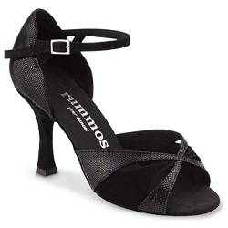 Rummos Damen Tanzschuhe R385 - Leder/Nubuck Black Diva/Schwarz - Medium (Normal) - 5 cm Flare - EUR 37 von Rummos