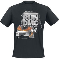 Run DMC T-Shirt - Burning Cadillac Tour 86 - S bis L - für Männer - Größe M - schwarz  - Lizenziertes Merchandise! von Run DMC