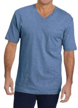 Runcati Herren T-Shirt mit V-Ausschnitt Einfarbig Regular Fit Unterhemd Basic Kurzarm Unterziehshirt Blau L von Runcati