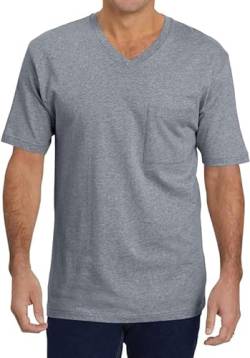 Runcati Herren T-Shirt mit V-Ausschnitt Einfarbig Regular Fit Unterhemd Basic Kurzarm Unterziehshirt Grau XL von Runcati