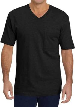 Runcati Herren T-Shirt mit V-Ausschnitt Einfarbig Regular Fit Unterhemd Basic Kurzarm Unterziehshirt Schwarz L von Runcati