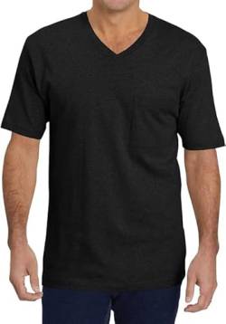 Runcati Herren T-Shirt mit V-Ausschnitt Einfarbig Regular Fit Unterhemd Basic Kurzarm Unterziehshirt Schwarz XL von Runcati