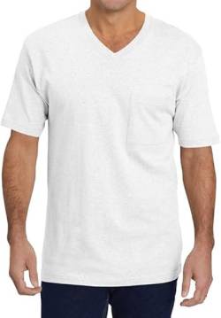 Runcati Herren T-Shirt mit V-Ausschnitt Einfarbig Regular Fit Unterhemd Basic Kurzarm Unterziehshirt Weiß L von Runcati