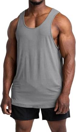 Runcati Herren Tank Top Ärmelloses Muskelshirts Gym Sport Unterhemd Fitness Baumwolle Shirt mit Rundhals Grau XL von Runcati