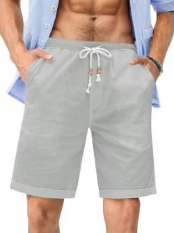 Runcati Kurze Hosen Herren Shorts Baumwolle Freizeithose Sommer Elastische Taille mit Taschen für Männer Grau L von Runcati