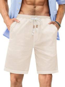 Runcati Kurze Hosen Herren Shorts Baumwolle Freizeithose Sommer Elastische Taille mit Taschen für Männer Khaki M von Runcati