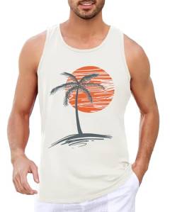 Runcati Printed Tank Top Herren Ärmelloses Sport Muskelshirt Fitness Gym Training Unterhemd Baumwolle Atmungsaktive Bodybuilding Shirt,Weiß,M von Runcati