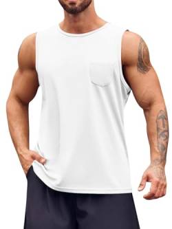 Runcati Tank Top Herren Ärmelloses Männer T-Shirt Sport Training Fitness Muskelshirt Bodybuilding Mode Tops Weiß Groß von Runcati