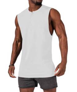 Runcati Tank Top Herren Ärmelloses Muskelshirts Männer Gym Bodybuilding Shirts Workout Sport Fitness Trägershirts Tee Top für Mann Weiß L von Runcati