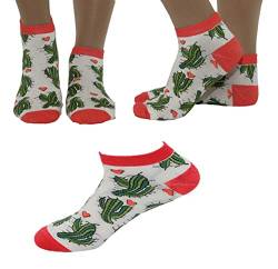 Rungassi 2er Set (2Paar) Damen Crazy Socken Sneaker Socken Kurz Gr. 35-38 Kaktus von Rungassi