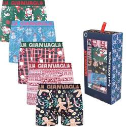 Weihnachts-Boxershorts Herren 5er Set Premium Stretch Baumwolle GVG-5084 (DE/NL/SE/PL, Alphanumerisch, L, Regular, Regular, 5, gemischt) von Rungassi