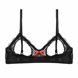 Runhomal Damen Hebe BH Erotik Unterhemd Ouvert Spitze Dessous mit Bügel Brustfreie Busenfrei Sexy Reizwäsche Schwarz B 4XL von Runhomal