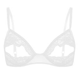 Runhomal Damen Hebe BH Erotik Unterhemd Ouvert Spitze Dessous mit Bügel Brustfreie Busenfrei Sexy Reizwäsche Weiß L von Runhomal