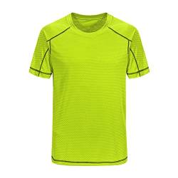 Runhomal Herren Eisseide T-Shirt Sportshirt Atmungsaktives Laufshirt Sommershirt Schnell Trocknend Kurzarm Unterhemd Training Shirt Fluorescent 4XL von Runhomal