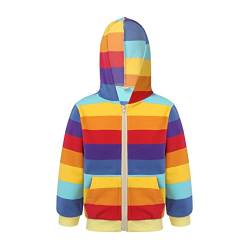 Runhomal Kinder Mädchen Kapuzenpullover Regenbogen Langarm Hoodies Sweatshirt mit Kapuze Kapuzenjacke Pullover mit Kordelzug Sweatjacke Kapuzenshirt Regenbogen E 122-128 von Runhomal