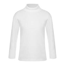 Runhomal Kinder Thermounterhemd Mädchen Jungen Langarm Thermo-Unterhemd Basic T-Shirt Thermounterwäsche Funktionsunterwäsche Skiunterwäsche Weiß 122-128 von Runhomal