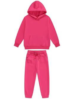 Runhomal Kinder Trainingsanzug Jungen Mädchen Zweiteilige Jogginganzug Sportanzug Langarm Pullover Hoodie Jogginghose Sporthose Sportbekleidung Hot Pink 140-146 von Runhomal