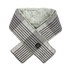 Runmeihe Beheizte Schals für Damen Herren, weicher beheizter Schal mit 3 Heizstufen, schnelles Aufheizen USB-Heizschal, grau, weiß, One size von Runmeihe