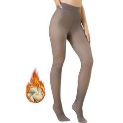 Runmeihe Fleece-gefütterte warme Strumpfhose für Damen, 220 g, durchscheinende Winterstrumpfhose, doppelt gefütterte Stretch-Thermostrumpfhose (5 ~ 20 ℃), B, 42 von Runmeihe