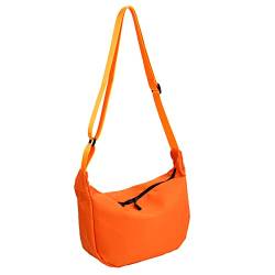 Runmeihe Leichte mittelgroße Nylon-Halbmond-Tasche, tägliche Kapazität, Umhängetasche mit verstellbarem Schultergurt, Schultertasche für Damen, Herren, Orange von Runmeihe