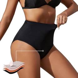 Runmeihe Perioden Bademode zum Schwimmen für Mädchen Teenager Frauen, Hoch Taillierte Schwarze Bikini Perioden Badeanzug (DE/NL/SE/PL, Alphanumerisch, M, Regular, Regular, Black) von Runmeihe